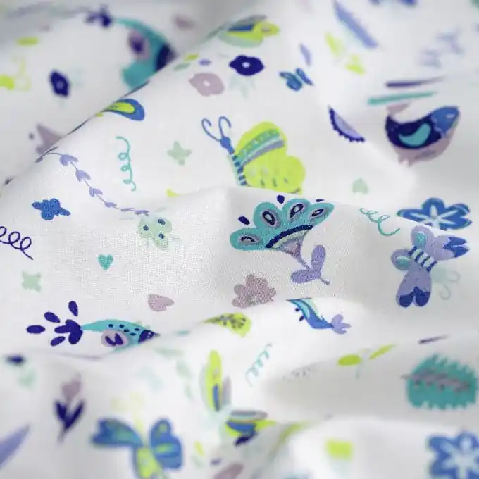 Stoff aus Baumwolle mit Blumen- und Schmetterlingsmuster Direktkauf