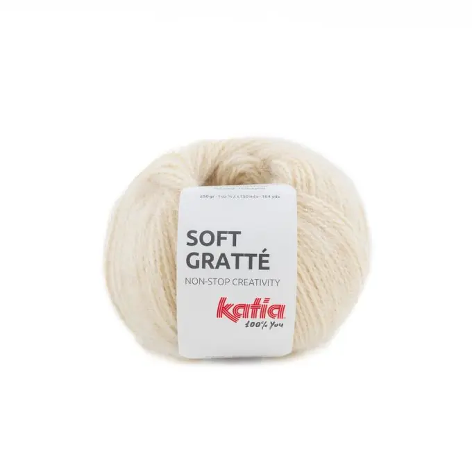 Handgefertigt Strickgarn Katia Soft gratté Empfindliche Haut Cremefarben