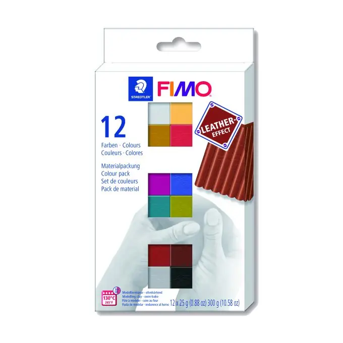 12 Blöcke mit 25 g Fimo-Knete mit Ledereffekt Nur Heute
